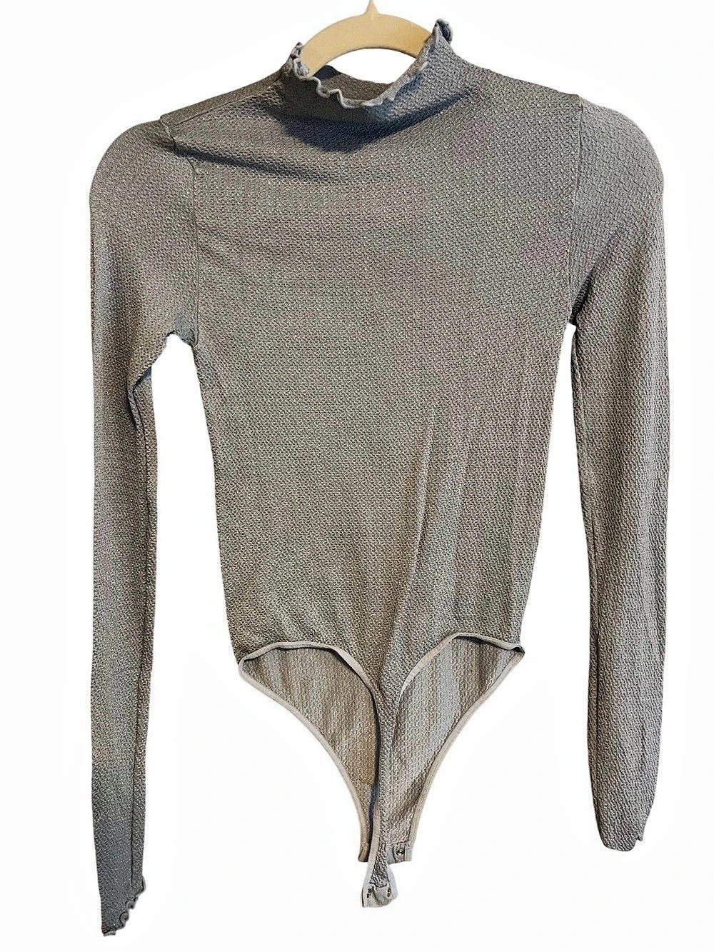 Free People Mock Neck Bodysuit in Gray Size Medium-Large NWT